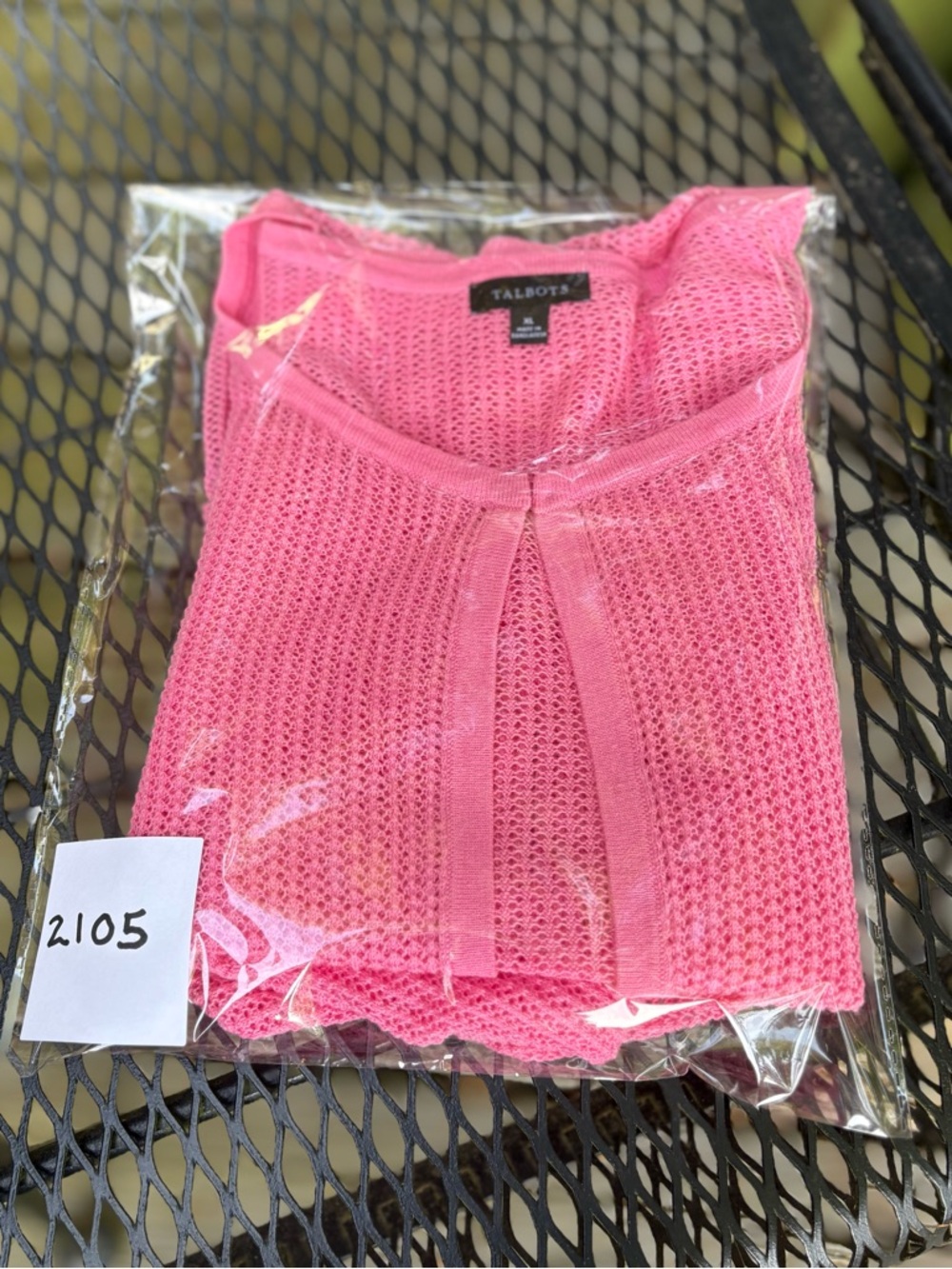 TALBOTS Pink Open-Front Open-Knit  Cardigan Women’s size XL